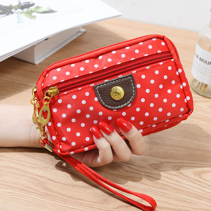 Four Zipper Nylon Cloth Hand-Held Short Wallet Women's Coin Key Large Screen Mobile Phone Wrist Small Bag Sports Versatile