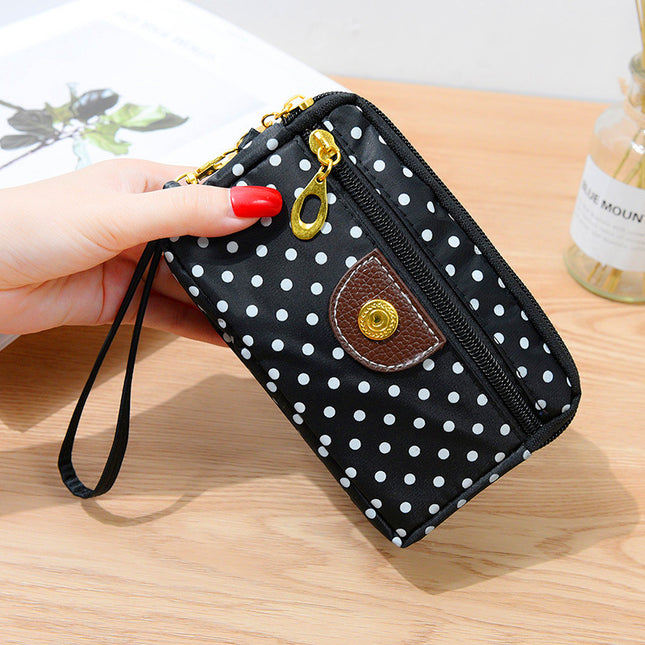Four Zipper Nylon Cloth Hand-Held Short Wallet Women's Coin Key Large Screen Mobile Phone Wrist Small Bag Sports Versatile