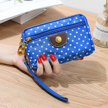Four Zipper Nylon Cloth Hand Short Wallet Women's Change Key Large Screen Mobile Phone Wrist Small Bag Sports All-match