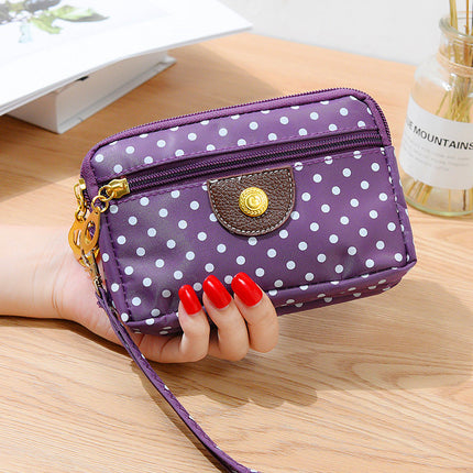 Four Zipper Nylon Cloth Hand Short Wallet Women's Change Key Large Screen Mobile Phone Wrist Small Bag Sports All-match