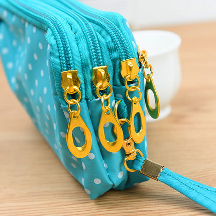 Four Zipper Nylon Cloth Hand Short Wallet Women's Change Key Large Screen Mobile Phone Wrist Small Bag Sports All-match