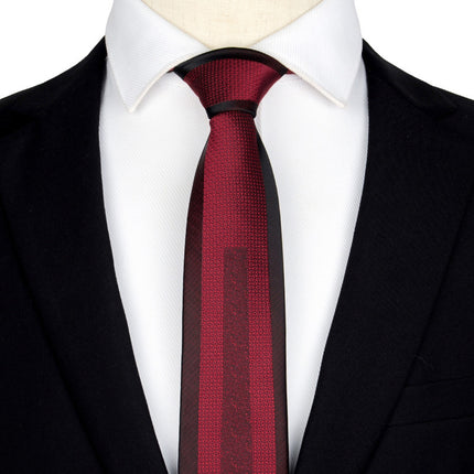 Casual Tie Men's Korean-style Narrow 6cm Black Red Positioning Stripe Men's Business Dress Professional Small Tie