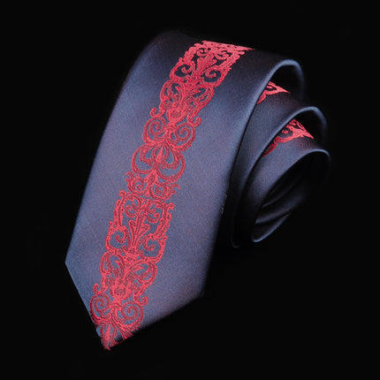 Casual Tie Men's Korean-style Narrow 6cm Black Red Positioning Stripe Men's Business Dress Professional Small Tie
