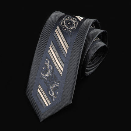 Casual Tie Men's Korean-style Narrow 6cm Black Red Positioning Stripe Men's Business Dress Professional Small Tie