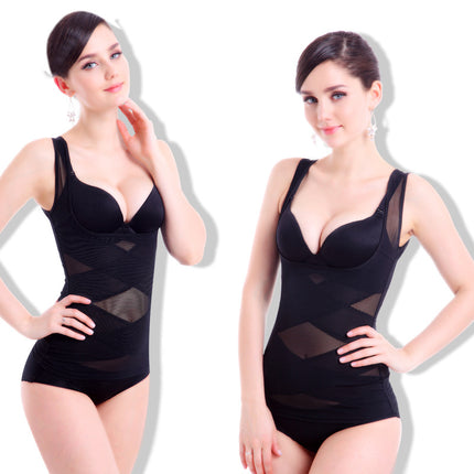Breathable Mesh Bamboo Fiber Breast Support Gathering Tummy Control Waist Shaping Garment Seamless Women's Body Shaping Intimates Vest Style Factory