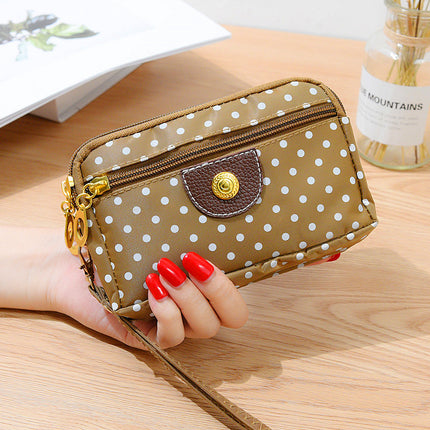 Four Zipper Nylon Cloth Hand Short Wallet Women's Change Key Large Screen Mobile Phone Wrist Small Bag Sports All-match