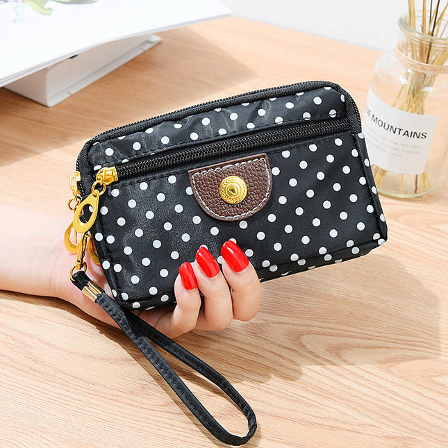 Four Zipper Nylon Cloth Hand Short Wallet Women's Change Key Large Screen Mobile Phone Wrist Small Bag Sports All-match