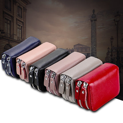 Genuine Leather Card Holder rfid organ card holder women's Korean-style double zipper card holder in stock coin purse one-piece delivery