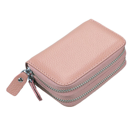 Genuine Leather Card Holder rfid organ card holder women's Korean-style double zipper card holder in stock coin purse one-piece delivery