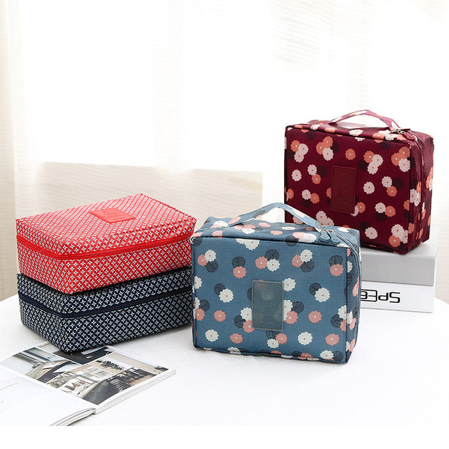 Travel storage bag new floral square wash bag large capacity makeup finishing cartoon flower storage bag