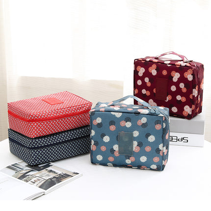 Travel storage bag new floral square wash bag large capacity makeup finishing cartoon flower storage bag