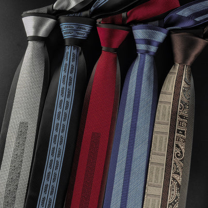 Casual Tie Men's Korean-style Narrow 6cm Black Red Positioning Stripe Men's Business Dress Professional Small Tie