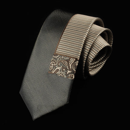 Casual Tie Men's Korean-style Narrow 6cm Black Red Positioning Stripe Men's Business Dress Professional Small Tie