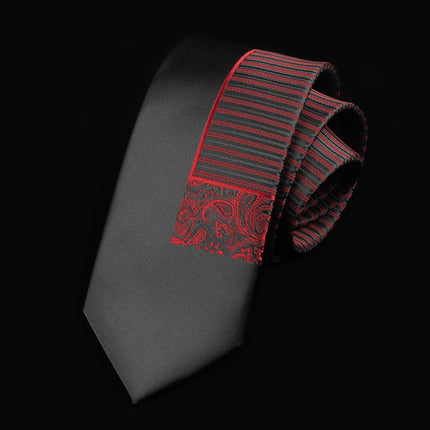 Casual Tie Men's Korean-style Narrow 6cm Black Red Positioning Stripe Men's Business Dress Professional Small Tie
