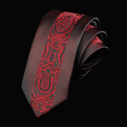 Casual Tie Men's Korean-style Narrow 6cm Black Red Positioning Stripe Men's Business Dress Professional Small Tie