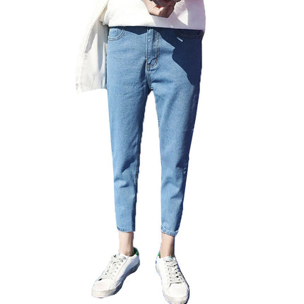 Autumn and Winter Nine-Point Jeans Men's Korean Style Trendyy 2025 New Slim-Fitting Teenagers Casual Stretch Pants