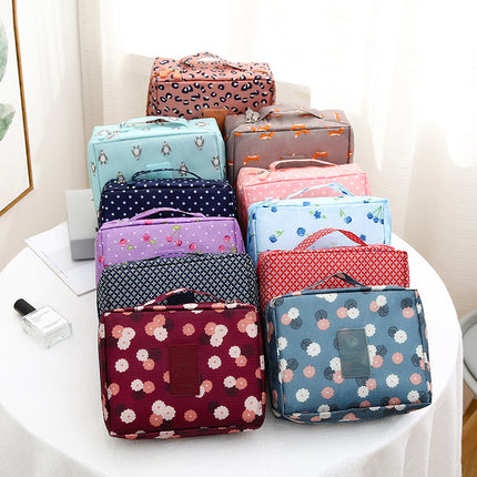 Travel storage bag new floral square wash bag large capacity makeup finishing cartoon flower storage bag