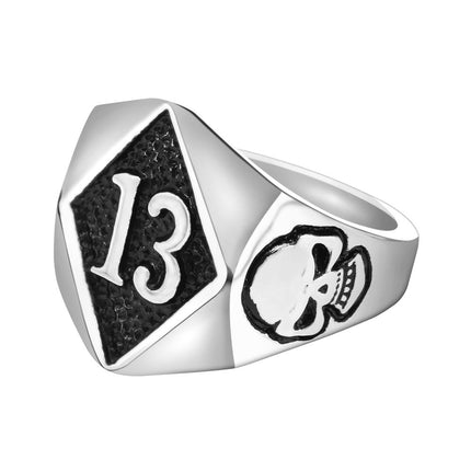 Cross-border Stainless Steel New Jewelry Personality Skull Titanium Steel Men's Ring Room Gold Number 13 Index Finger Ring