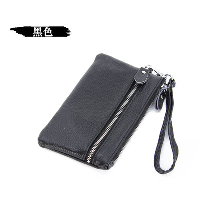 Ultra-Thin Genuine Leather Women's Clutch Korean Version Versatile Mobile Phone Bag First Layer Cowhide Zipper Wrist Bag Long Wallet for Women