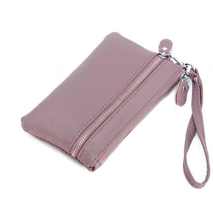 Ultra-Thin Genuine Leather Women's Clutch Korean Version Versatile Mobile Phone Bag First Layer Cowhide Zipper Wrist Bag Long Wallet for Women