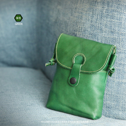 2025 Spring Mobile Phone Bag New Genuine Leather Women's Bag Wholesale Vegetable Tanned Leather Small Crossbody Bag Summer Bag Mobile Phone Bag