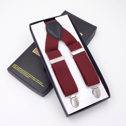 Factory direct men's three clip 3.5 strap men's strap solid color strap gift box
