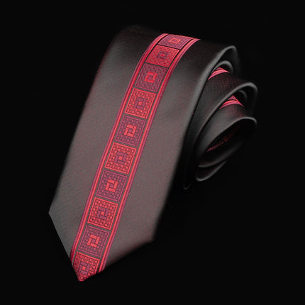 Casual Tie Men's Korean-style Narrow 6cm Black Red Positioning Stripe Men's Business Dress Professional Small Tie