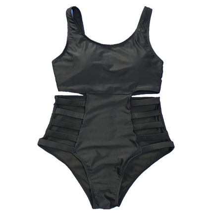 Cross-border new European and American women's plus size one-piece swimsuit high waist board strap AliExpress graffiti swimsuit bikini
