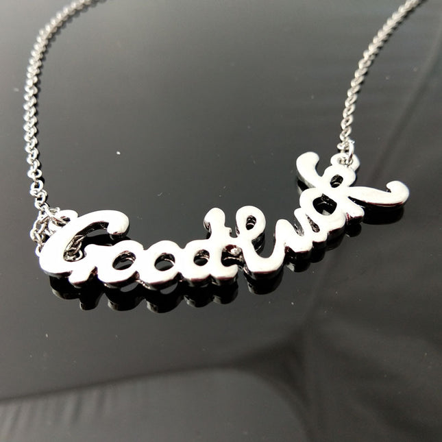 Cross-border jewelry wholesale jewelry glossy letters goodluck ladies pendant necklace 418