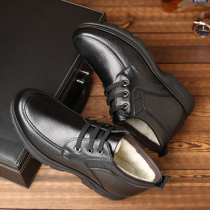 Men's Cotton Shoes Men's Winter Warm fleece-lined Cotton Leather Shoes Middle-aged Genuine Leather 2025 Winter Middle-aged and Elderly Dad Shoes Cross-border
