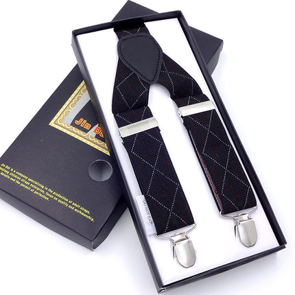 Factory direct men's three clip 3.5 strap men's strap solid color strap gift box