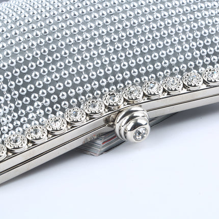 Cross-Border Ebay Aluminum Bead Evening Bag Aluminum Sheet Evening Clutch Bag Rhinestone Evening Bag Socialite Banquet Bag Factory Direct Sale
