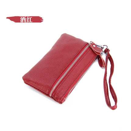 Ultra-Thin Genuine Leather Women's Clutch Korean Version Versatile Mobile Phone Bag First Layer Cowhide Zipper Wrist Bag Long Wallet for Women