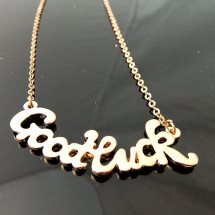 Cross-border jewelry wholesale jewelry glossy letters goodluck ladies pendant necklace 418