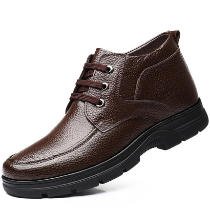 Men's Cotton Shoes Men's Winter Warm fleece-lined Cotton Leather Shoes Middle-aged Genuine Leather 2025 Winter Middle-aged and Elderly Dad Shoes Cross-border