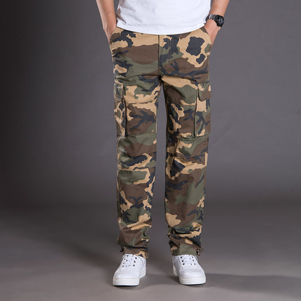 Autumn and Winter Thickened New Arrival Multi-Pocket Camouflage Crane Pants Men's Trendy Straight Loose Sports Casual Trousers Work Pants