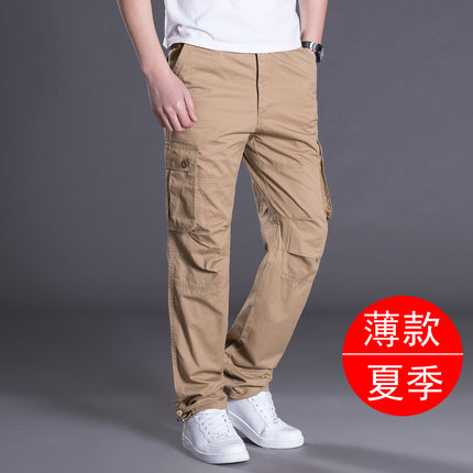 Autumn and Winter Thickened New Arrival Multi-Pocket Camouflage Crane Pants Men's Trendy Straight Loose Sports Casual Trousers Work Pants