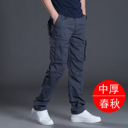 Autumn and Winter Thickened New Arrival Multi-Pocket Camouflage Crane Pants Men's Trendy Straight Loose Sports Casual Trousers Work Pants