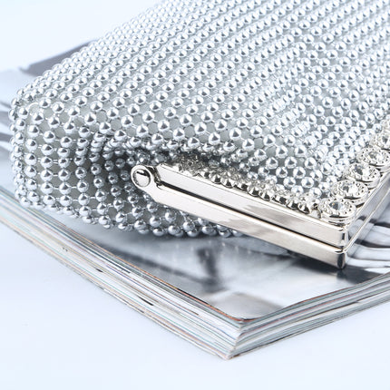 Cross-Border Ebay Aluminum Bead Evening Bag Aluminum Sheet Evening Clutch Bag Rhinestone Evening Bag Socialite Banquet Bag Factory Direct Sale