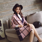 Wool-Double Line Check Navy Blue / 190*65cm
