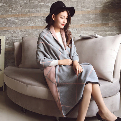 Cross-border Autumn and Winter Explosions European and American Color Matching Plaid Cashmere Scarf British Style Fashion All-match Warm Shawl Scarf