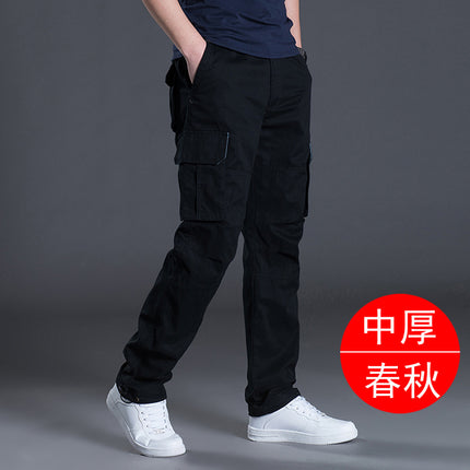 Autumn and Winter Thickened New Arrival Multi-Pocket Camouflage Crane Pants Men's Trendy Straight Loose Sports Casual Trousers Work Pants