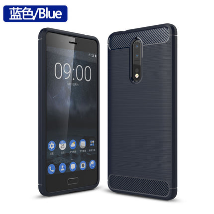 Suitable for Nokia 8 mobile phone shell Nokia 8 protective cover carbon fiber brushed TPU drop-resistant shell