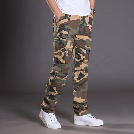 Autumn and Winter Thickened New Arrival Multi-Pocket Camouflage Crane Pants Men's Trendy Straight Loose Sports Casual Trousers Work Pants