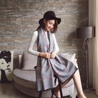 brayed-double-line check gray / 190*65cm