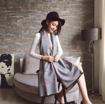 Cross-border Autumn and Winter Explosions European and American Color Matching Plaid Cashmere Scarf British Style Fashion All-match Warm Shawl Scarf