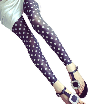 Summer new polka dot printing high stretch cropped thin mesh women's leggings Yiwu women's pants factory outlet