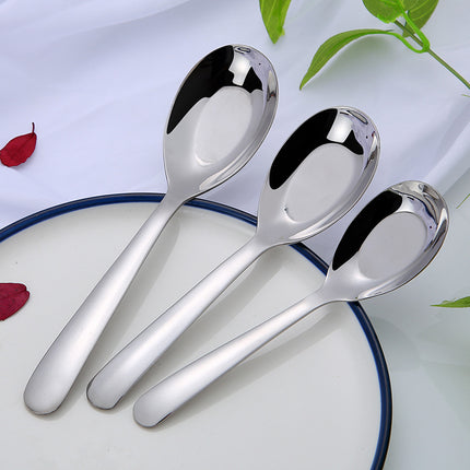 Stainless Steel Flat Bottom Spoon Thickened Spoon Palace Soup Spoon Household Kitchen Hotel Restaurant Soup Rice Spoon Creative Small Spoon