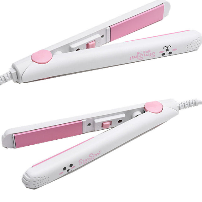 Mini Curling Iron with Anti-scalding Cover Korean Style Student Dormitory Low Power Splint Portable Straight Roll Dual-purpose Straight Splint