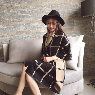 Cross-border Autumn and Winter Explosions European and American Color Matching Plaid Cashmere Scarf British Style Fashion All-match Warm Shawl Scarf